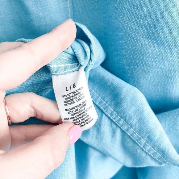 Aeropostale Mens Shirt Button Down Casual Cotton Long Sleeve Blue Large - Picture 4 of 7